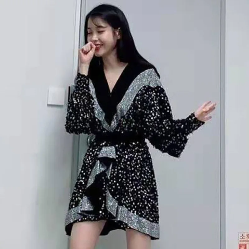 LANMREM женское весеннее платье с v образным вырезом и длинными рукавами новинка 2020