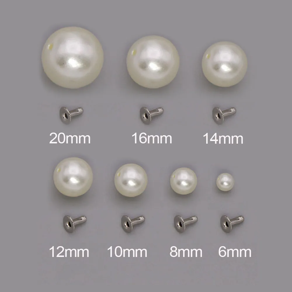 Круглые жемчужные заклепки белые шпильки и шипы для одежды/шляп/брюк