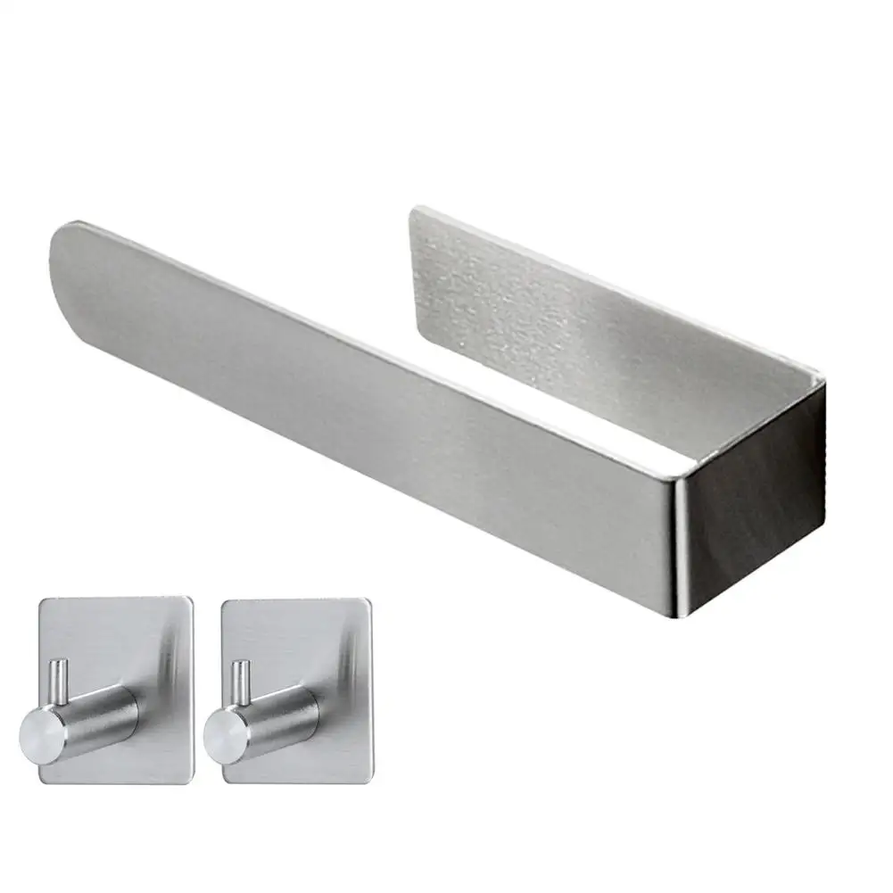 

Steel Hand Towel Holder Brushed Square Hand Towel Bar Self Adhesive Wall Mounted Rack Pack Of 3 Contemporary Style U-shaped SUS