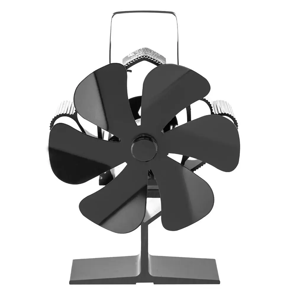 

2021 New Black Fireplace 6 Blade Heat Powered Stove Fan Log Wood Burners Eco Friendly Quiet Fan Home Efficient Heat Distribution