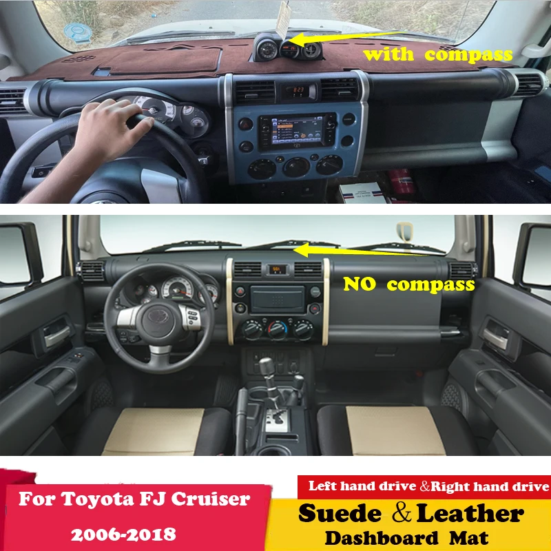 

For Toyota FJ Cruiser 2006 2008-2018 GSJ10 Leather Dashmat Dashboard Cover Pad Dash Mat Carpet Car-Styling Accessories Suede