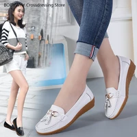 peas shoes womens leather round head mother shoes vibrato with the same white shoes fashion wild casual single shoes women