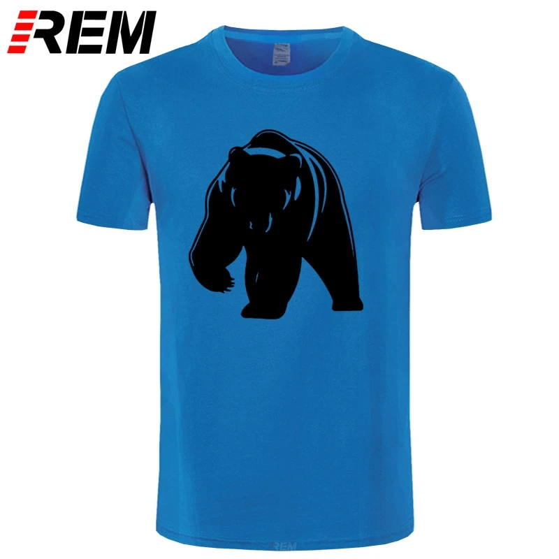 Футболка REM с изображением медведя гризли Мужская футболка животных топы
