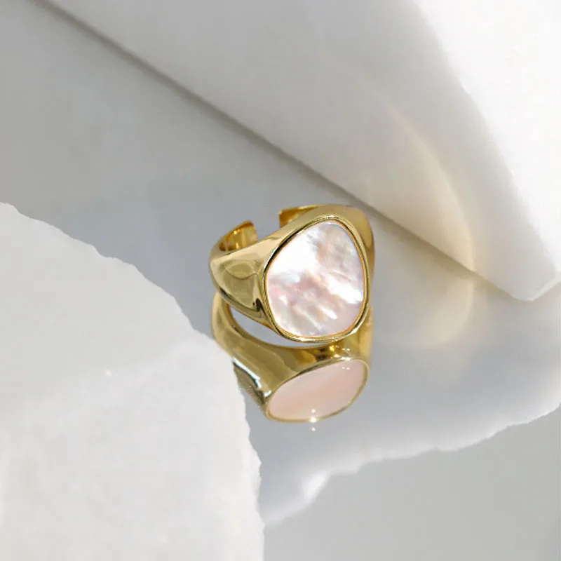

YPAY 100% Genuine 925 Sterling Silver Open Rings for Women Men Korea INS Shell Finger Bague Punk Jewelry YMR1144