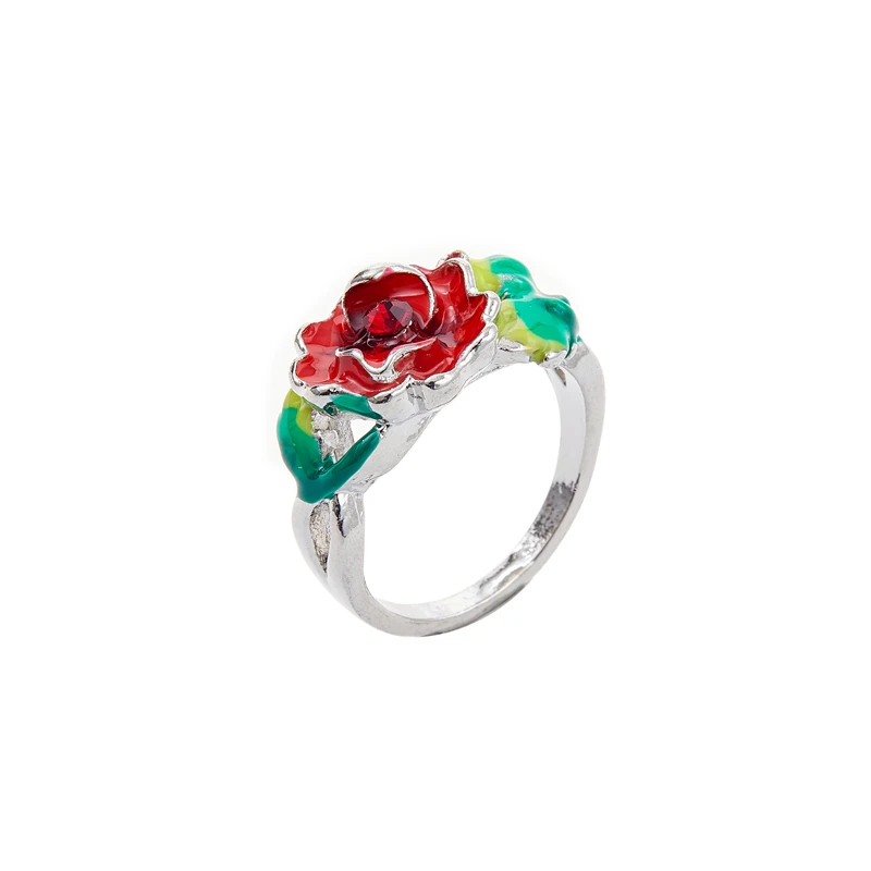 

Fashion popular exquisite gorgeous red flower ring femininity noble romantic luxury banquet accessories charm jewelry gifts