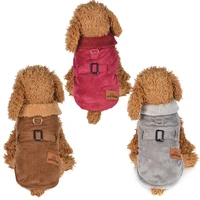 simple polyester pet dog coat autumnwinter thicken warm pet clothes for small and medium dog pet jacket pet suppliesbrown