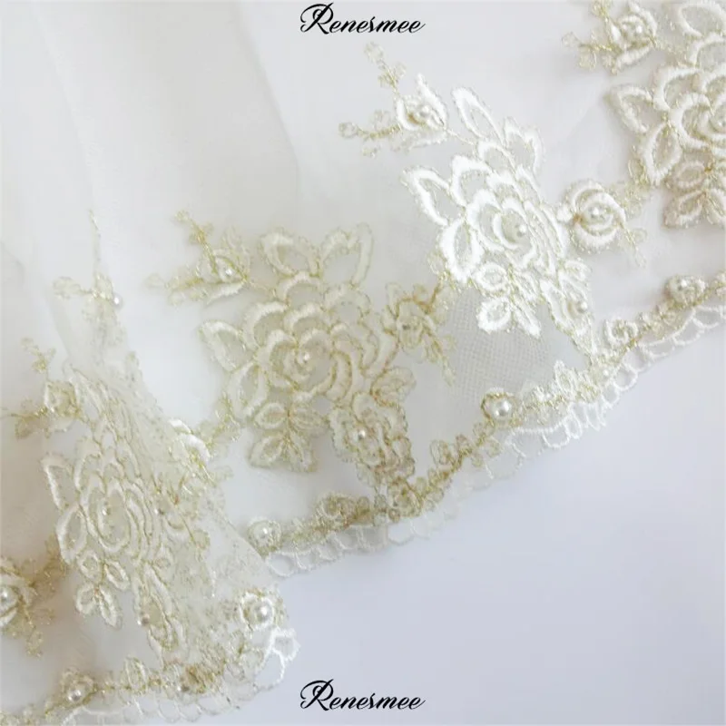 1 ярд более мягкие платья с фатиновой юбкой цвета слоновой кости Золотой контур