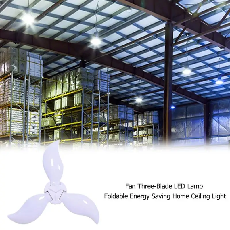 

45W E27 LED Ceiling Lamp Bulb 6000LM Adjustable 3-Blade Indoor Wide Voltage Cold White Energy Saving Office Ceiling Light