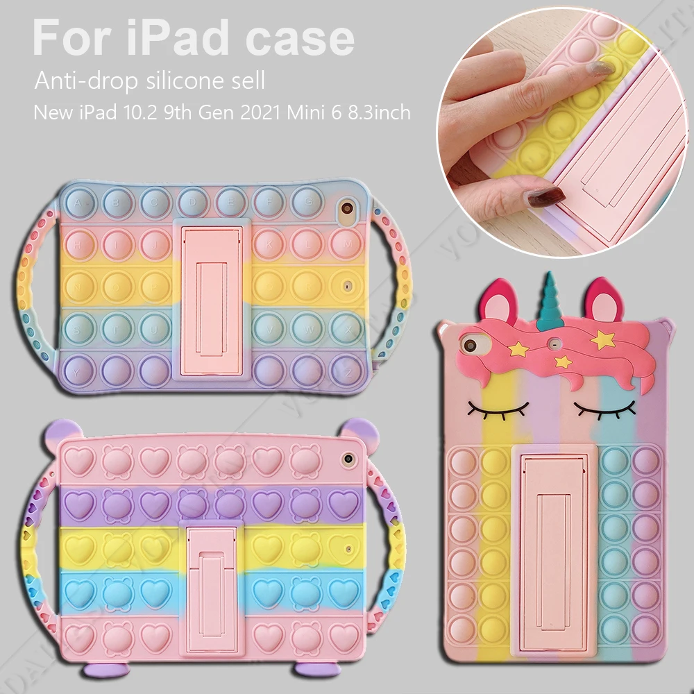 

Push Bubble Fidget Toy silicone tablet Case for IPad 10.2 2021 Air 2 3 10.9 Mini 6 4 5 Pro 10.5 11 9.7 2017 2018 kids soft cover