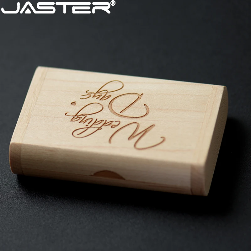

JASTER (over 1 PCS free LOGO) customer Wooden USB Flash Drive Memory Stick + Packing Box pendrive 8GB 16GB 32GB wedding