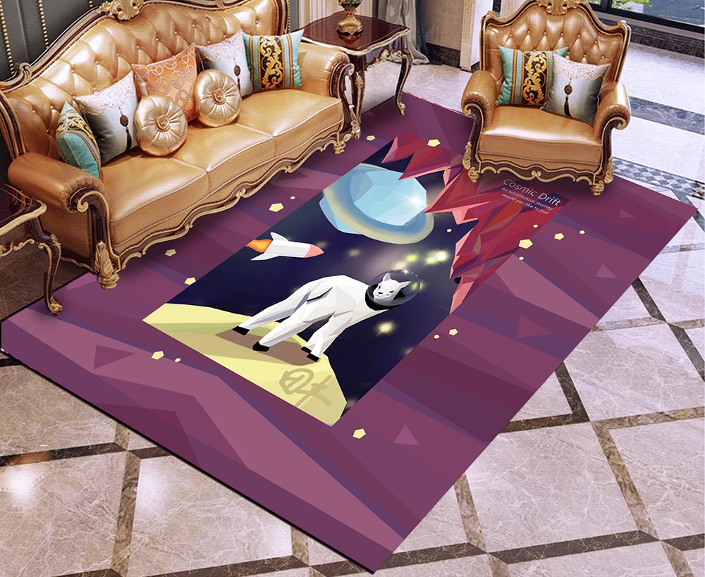 Drift Universe Cartoon Cat Rug Carpets For Living Room Bedroom Decor Anti-Slip Floor Mat Kids Boys Gifts | Дом и сад