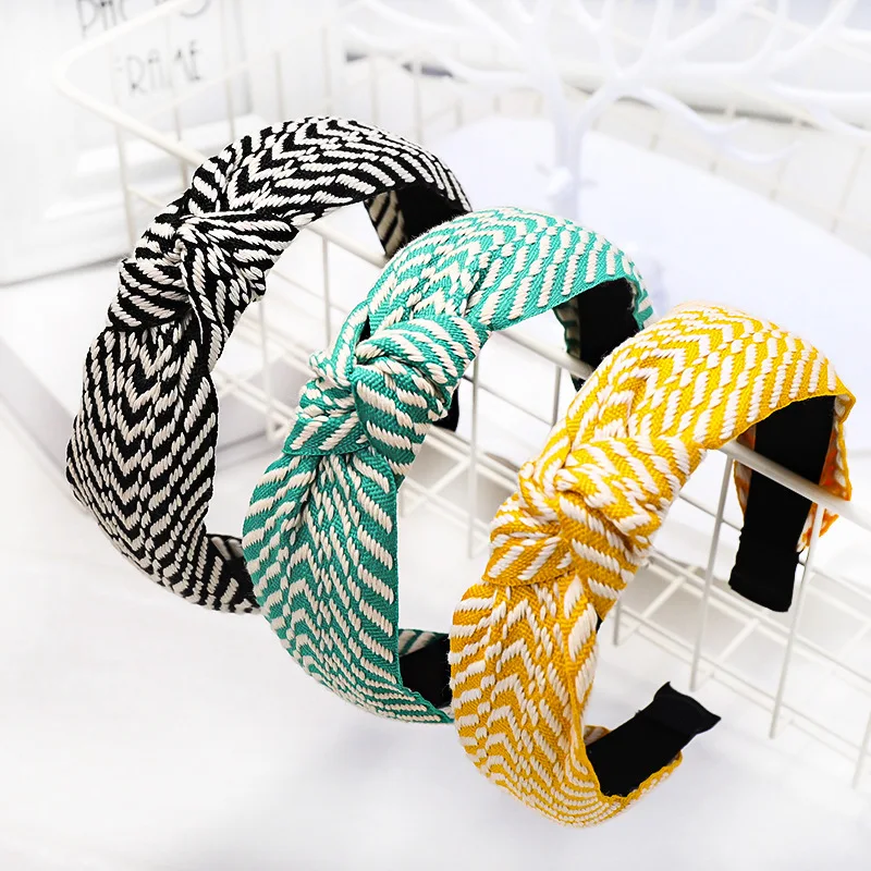 Женская повязка на голову с волнистыми полосками перекрещивающиеся резинки для