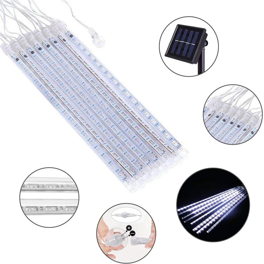Солнечный уличный Дождь капли света светодиодный Метеоритный дождь Огни 8 трубок