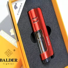 COHIBA Windproof Powerful Triple Torch Lighter BBQ Jet Gas Cigar Lighter Turbo Metal Kitchen Cigar Spray Gun Outdoor Gadgets Man