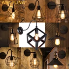 Светодиодная настенная лампа ASCELINA в стиле ретро, настенный светильник в стиле лофт индастриал, черная винтажная лампа E27, комнатное освещение в стиле индастриал