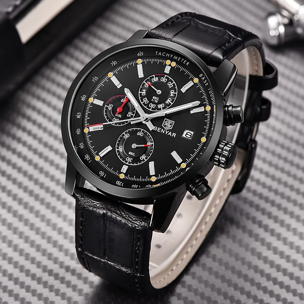 

2020 BENYAR Fashion Chronograph Sport Mens Watches Top Brand Luxury Waterproof Military Quartz Watch Clock Relogio Masculino+box