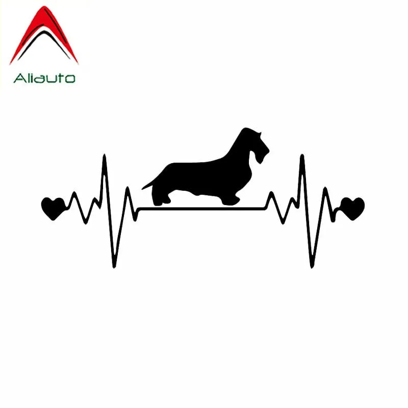

Aliauto индивидуальная Автомобильная наклейка Wirehaired Dachshund Lifeline Heartbeat Dog виниловые аксессуары ПВХ наклейка для Opel Corsa,17 см * 7 см