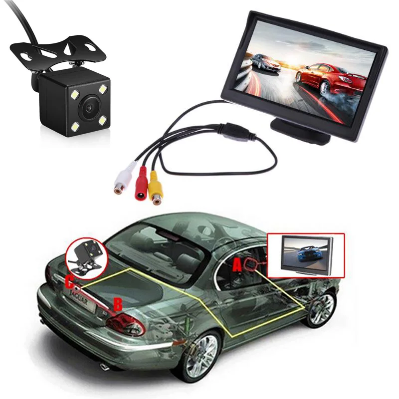 5 дюймовый экран TFT ЖК дисплей заднего вида Дисплей монитор Водонепроницаемый