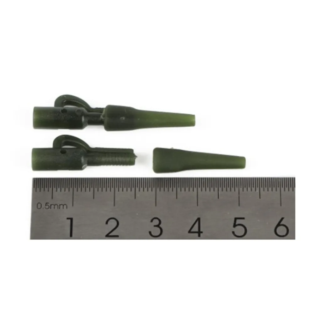 10pcs Safety Lead Clips With Pins Outdoor Carp Fishing Tackle Kit Durable Dark Green Rubber Fishing Accessories Rig Equipment