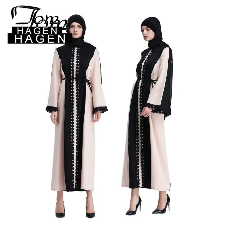 Женское мусульманское платье том Хаген цвета хаки в стиле пэчворк длинный рукав