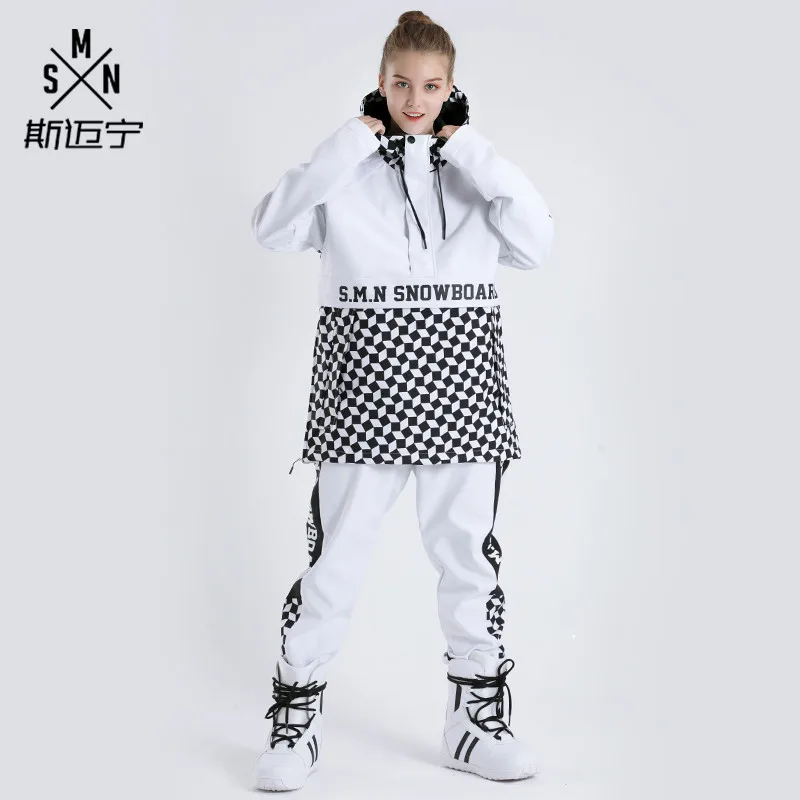 Новый лыжный костюм SMN для мужчин и женщин лыжная куртка со штанами влюбленных