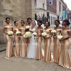Темные платья подружки невесты цвета шампань с русалочкой для женщин длинные с открытыми плечами Свадебная вечеринка платье для выпускного вечера; Robe De Soiree De Mariage