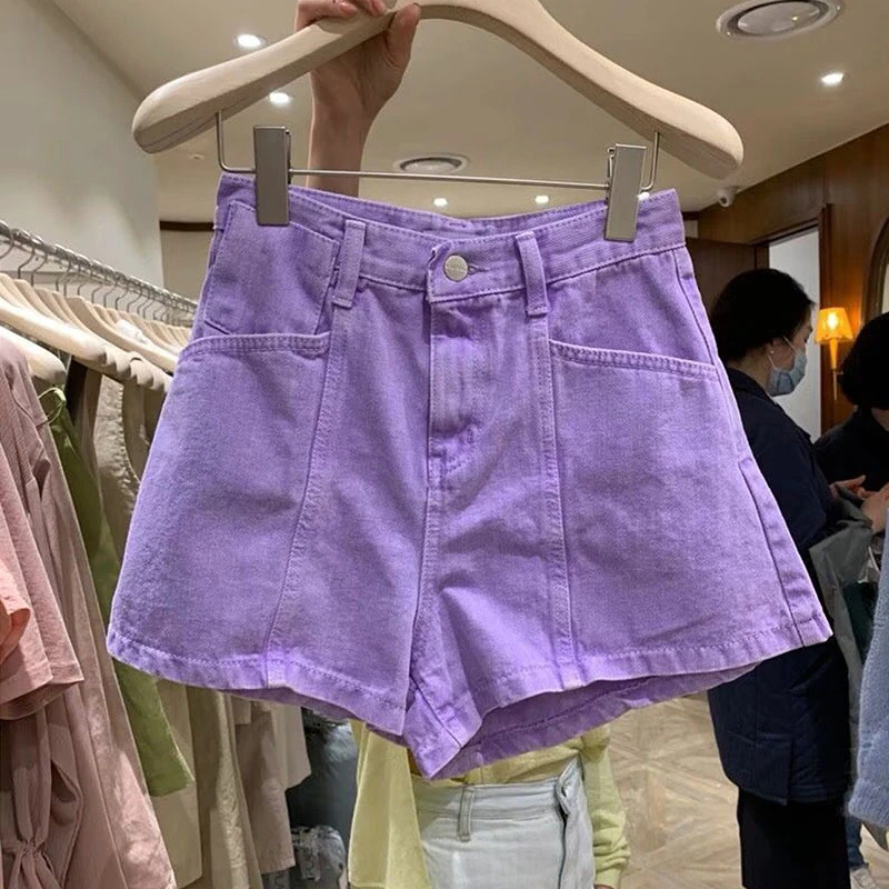 Женские джинсовые шорты с карманами повседневные широкие брюки разных цветов