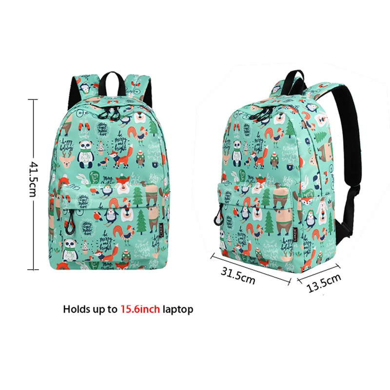 

2020 New Fox Print Waterproof Backpack Large Capacity Laptop Backpack Leisure Travel Student 3PC/Set School Bag Mochilas