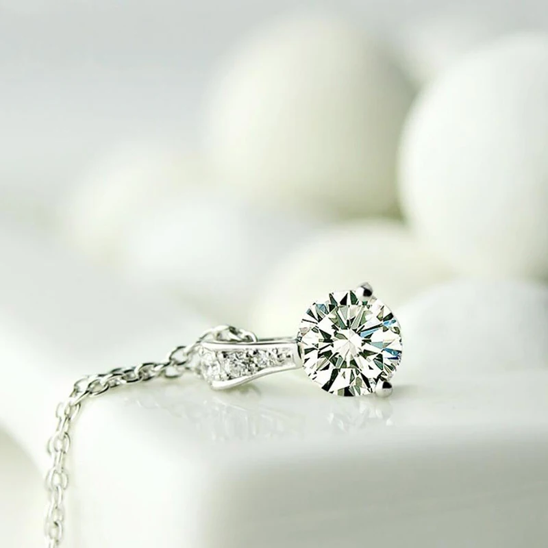 

925 Sterling Silver Necklace For Women Geometric Zircon Necklace Korean Simplicity Crystal Necklace Fashion Jewelry