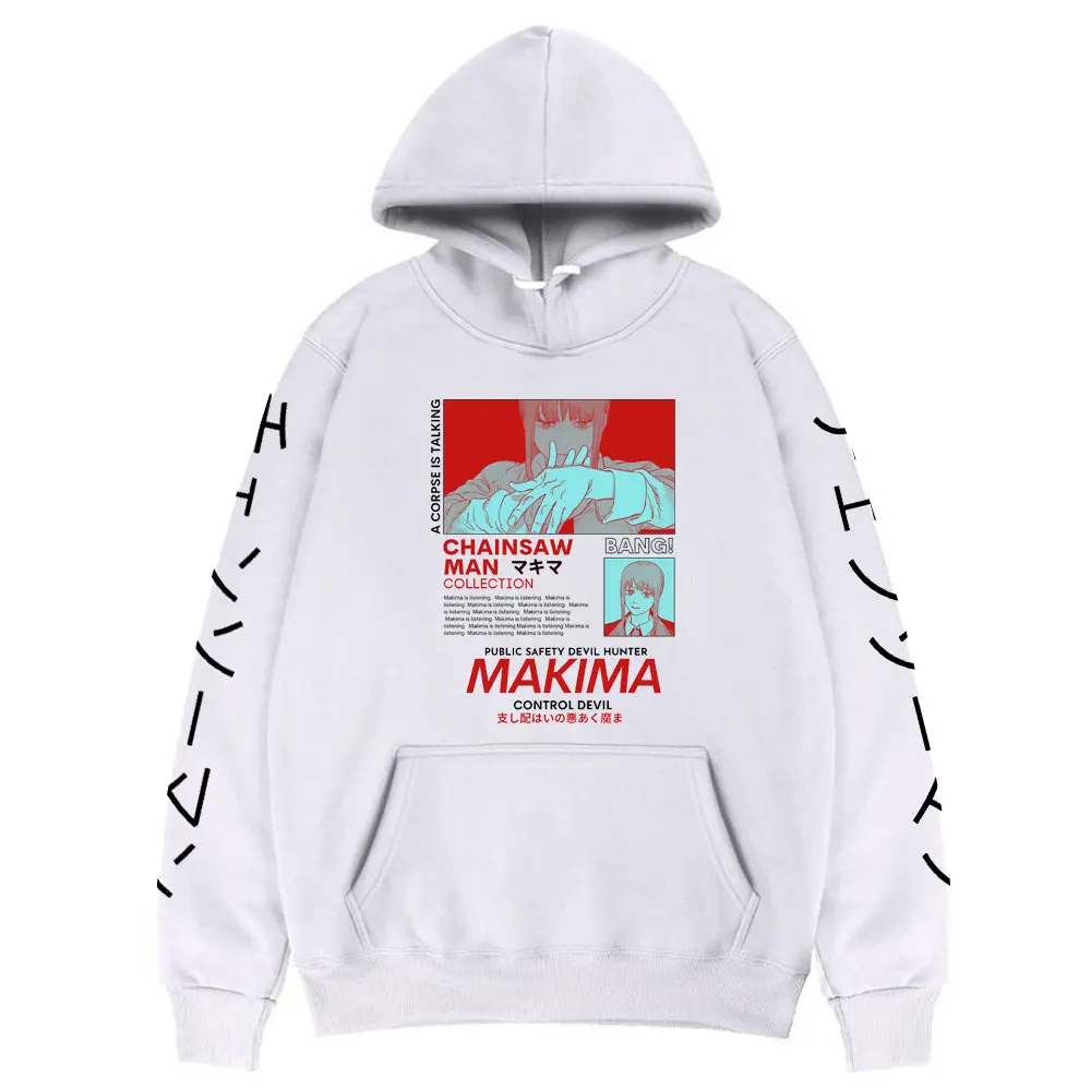 

Men Hoodies Manga Japan Anime Chainsaw Man Sweatshirt Makima Bad Woman Pattern Hooded Women Fashion Loose Streetwear Tops
