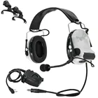 Тактическая гарнитура для стрельбы, Электронная гарнитура для защиты слуха + 2-контактный PELTOR PTT + дуга шлема, адаптер для отслеживания (MC белый)