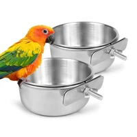 2pcs 10cm 14cm pet dog stainless steel coop cups with clamp holder detached dog cat cage kennel hanging bowl food water feeder
