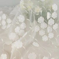 3d floral lace fabric organza lace fabric off white embroidery flower fabric wedding dress fabric by yard