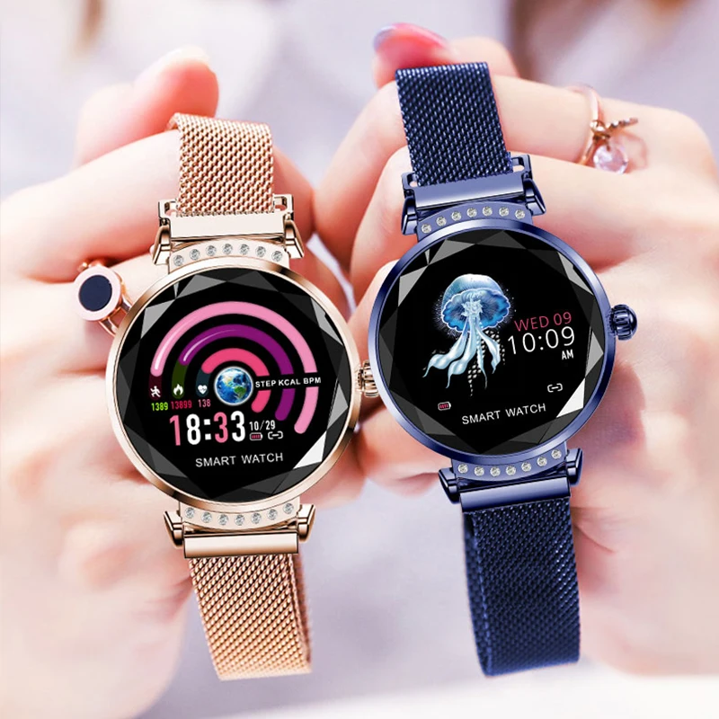 Модные женские умные часы с динамическим цветным экраном напоминание о