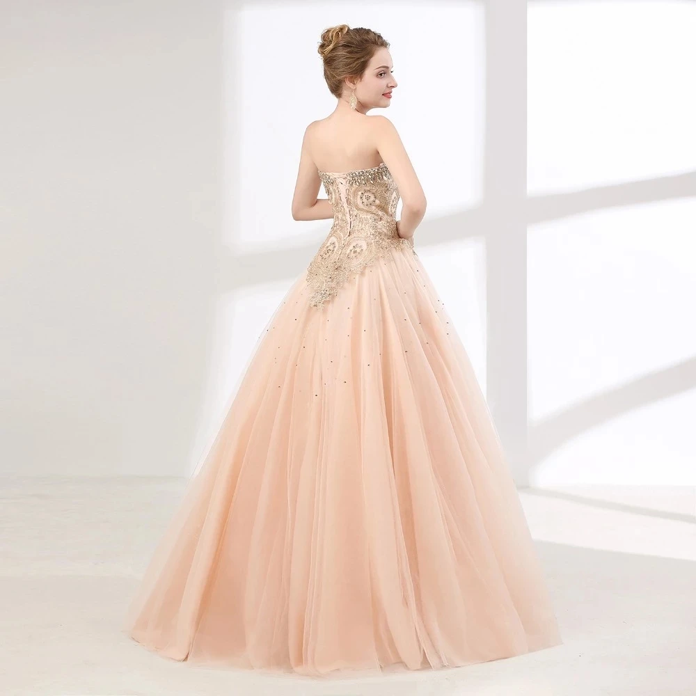 

ANGELSBRIDEP Ball Gown Quinceanera Dresses Tulle Crystals Appliques Masquerade Formal Vestidos De 15 Anos Debutante Party Gown