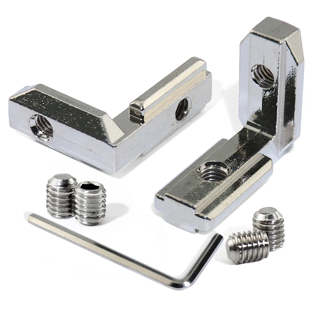 

50pcs 300pcs 20s L Shape Silver Inner Corner Connector Joint Bracket with Screws for 2020 Aluminum Profile with slot 6mm