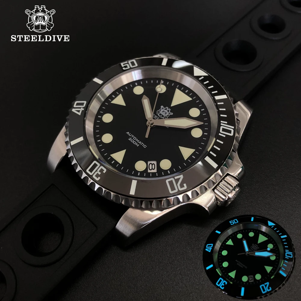 STEELDIVE Бизнес автоматические часы мужские спортивные дайверские наручные