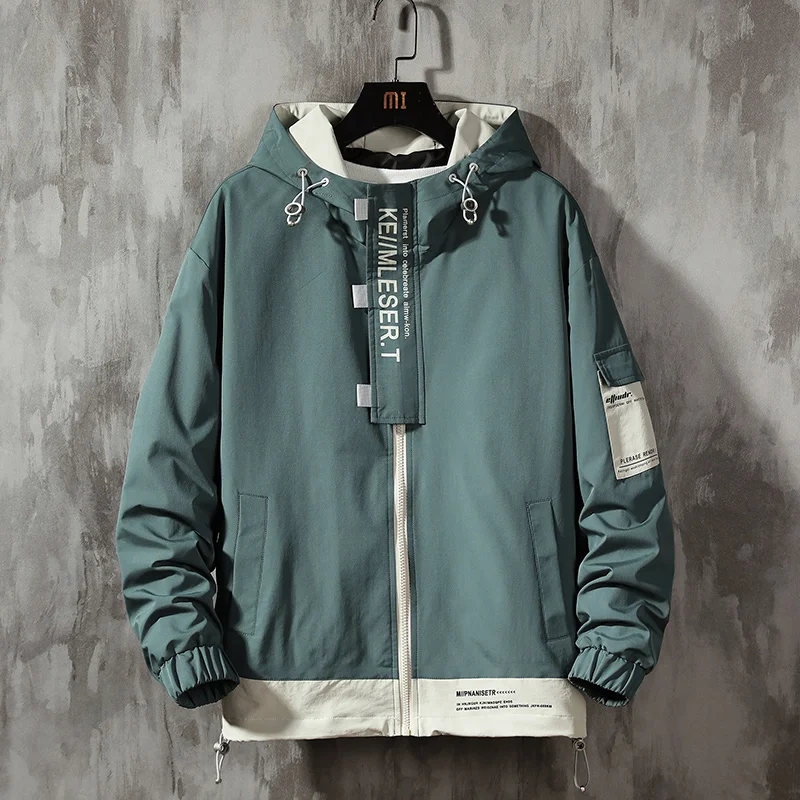 Куртка мужская с капюшоном уличная одежда в стиле пэчворк повседневное