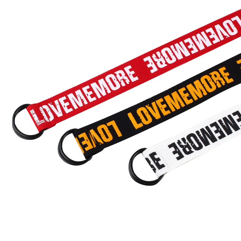 

Unisex Punk Belt Double D Ring Buckle Fashion Letter Printed Wide Canvas Waist Strap Adult Casual jeans Trousers Pants Waistband