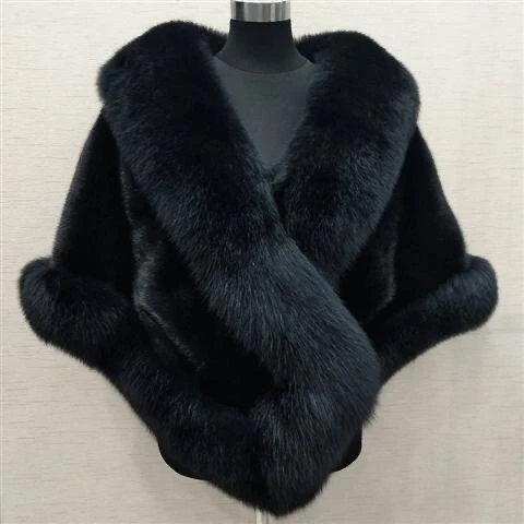 

2021 New Autumn and Winter Imitation Mink Fur Fox Fur Cape Versatile Cape Imitation Fur Coat Lady Girl Fashion Party Red
