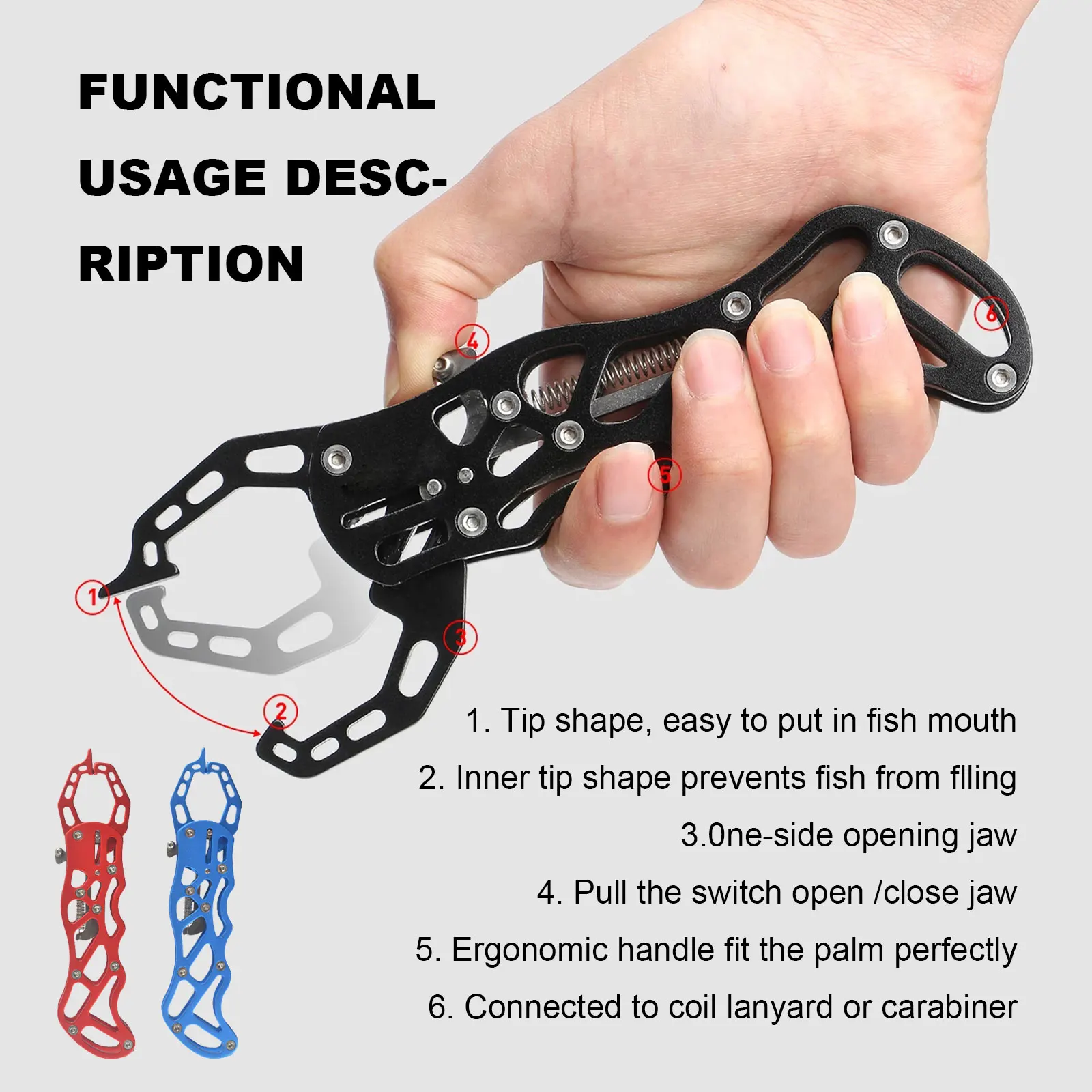 

Aluminum Control Fishing Pliers Boom Fishingfish Mouth Gripper Pliers Multifunctional Fishing Accessories Tools