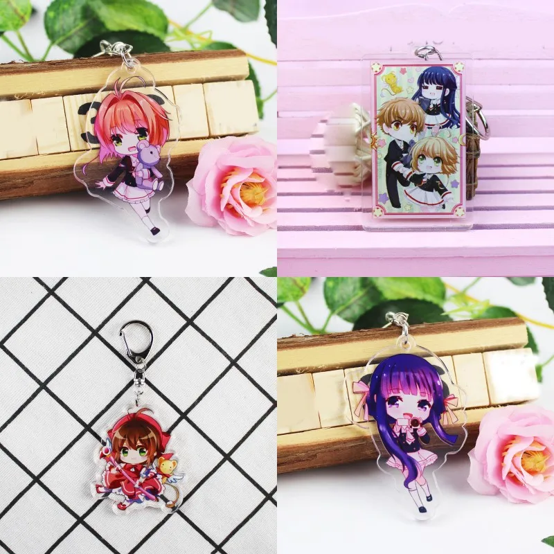Kawaii аниме мультфильм каптор карты Сакура Печатный кулон брелок акриловый