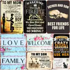 Прекрасный цветок Добро пожаловать в мой дом железный металлический постер Жестяная Табличка для украшения стен винтажная художественная роспись семейная доска A392