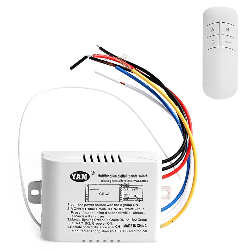 

Wireless 3 Channel ON/OFF Lamp Remote Control Switch Receiver Transmitter