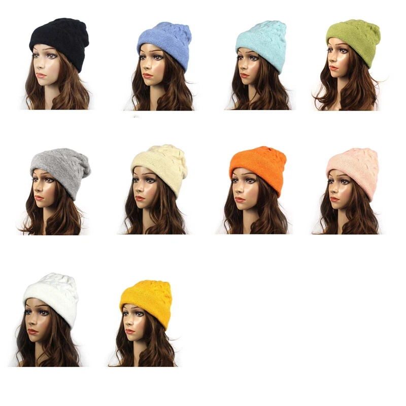 

2021 Women's Winter Knitted Hats Outdoor Warm Woolen Hat Beanie Hats for Women Ladies Girls Bonnet Female Skiing Caps