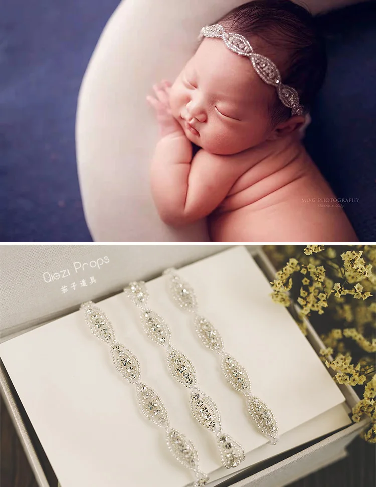 Newborn baby headband photography props camellia garland full moon 100 days party studio headdress hair accessories