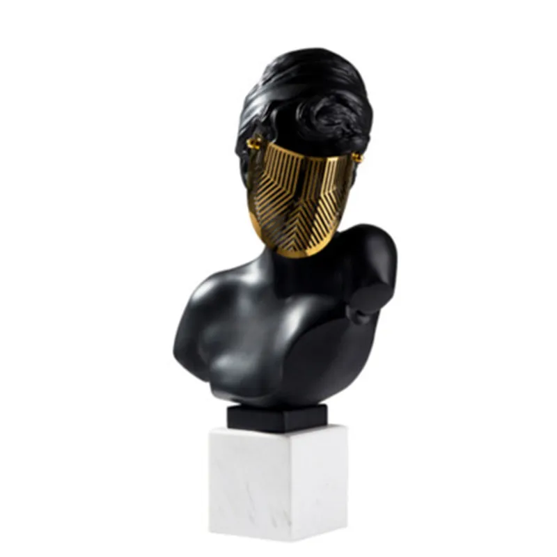 

Creative Masked David Figurine Marble Base Art Sculpture Resin Art&Craft Home Decoration Accessories Office Ornaments A950