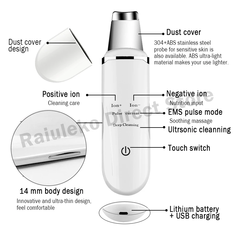 Обновленный ультразвуковой Отшелушивающий очиститель для кожи с отрицательными