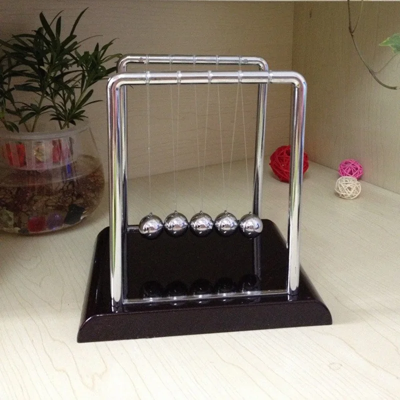 Balance Ball Desk Table Metal Pendulum Decor Physics Science Accessory Desk Toys Kids Antistress Game Newtons Cradle Steel Ball