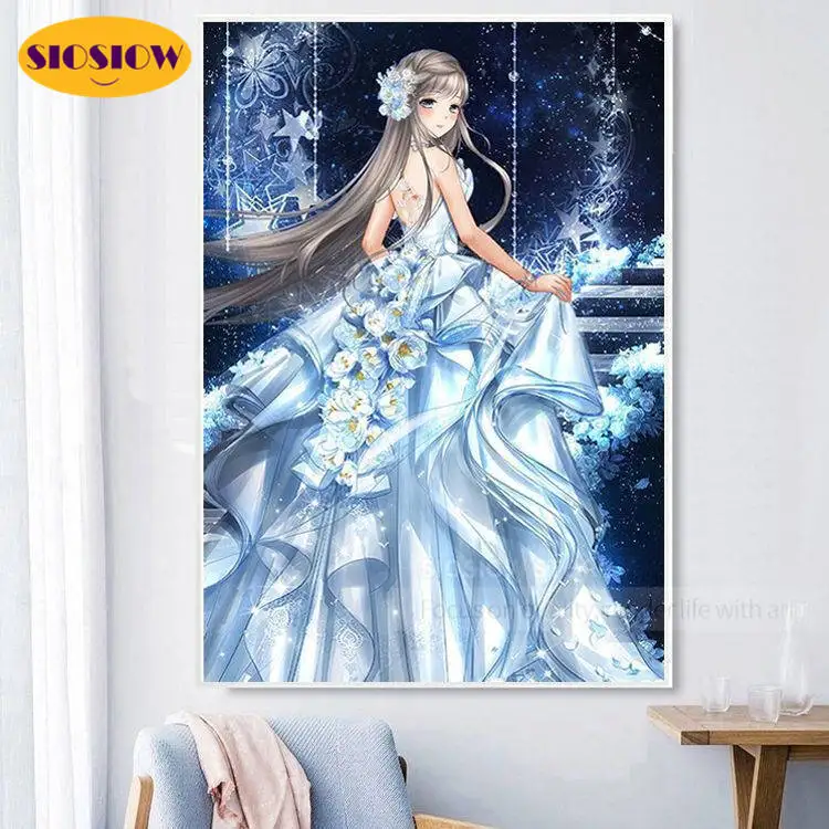 Алмазная живопись 5d сделай сам мультяшная девушка аниме фигурка полная выкладка